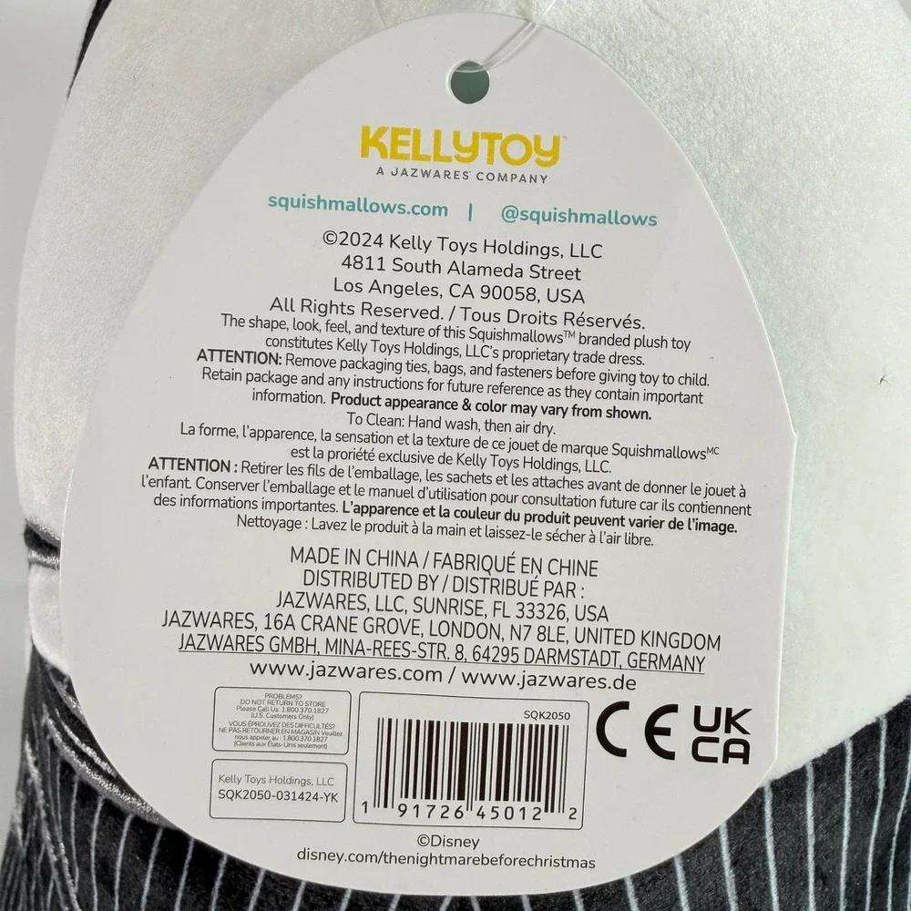 Squishmallows Jack Skellington Plush 12 Inch Nightmare Before Christmas New